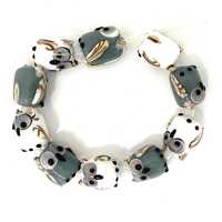 Lampwork Glass White/Gray Owl Beads, Glass Animal Bird Beads, qty 10