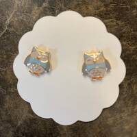 Blue Owl Stud Earrings