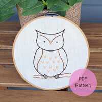Cute Owl PDF Embroidery Pattern, Beginner Hand Embroidery, Embroidery Design Download, Embroidery Fi