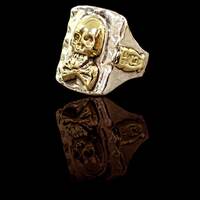 vintage biker Ring Mexico Mexican Skull owl 13 Bones Silver 925