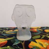 Frosted clear glass owl figurine stylized vintage