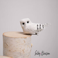 3 Cute 3" white feather Owl with clip, artificial owl for garden, home, wedding, hats decoratio