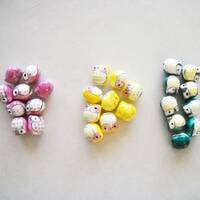 Owl Beads Ceramic Yellow or Teal Green