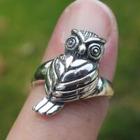 Vintage 925 Sterling Silver Owl Ring