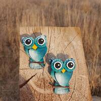 Baby Owls made of upcycled corrugated cardboard. For home and office art décor.