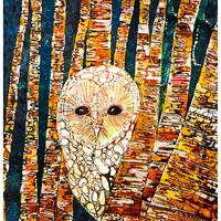 Barn Owl Silk Print: Batik Design, Birdlover Gift