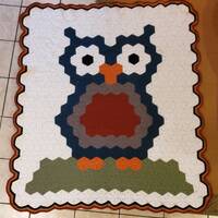 Handmade Crochet Hootie Owl Throw Afghan Blanket