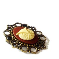 Woodland Owl Brooch-Cameo Pin-Antique Brass-Victorian Style-Owl Lover Gift-Bird Pin-Fashion Accessor