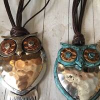 Owl Necklace,Owl Lovers Gift,Layered Owl Necklace,Patina Owl Pendant Necklace,Owl Statement Jewelry,
