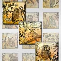 Owl Moon Inspirational Words Ephemera Botanical Instant Download for Glass Resin Scrabble Tile Penda