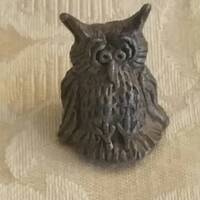 Collectible Miniature, Pewter Owl Figurine, Shadow Box Decor,  Curio Shelf Bird