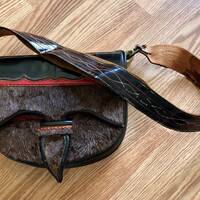 Homemade Owl Faced Muskrat Leather Shoulder Purse