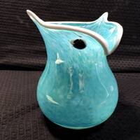 Splatter Glass Hand-Blown Art Glass Owl Vase 6" Tall