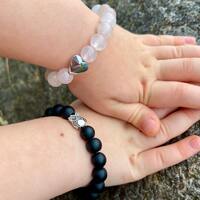 Empath Children Kids Protection, Anxiety Relief Natural Matte Black Onyx Bracelet with Owl Charm and