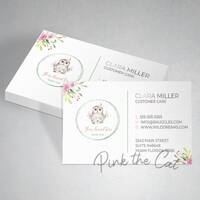 Owl business card, boho owl business card printable, watercolor owl card, forest floral business car