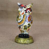Owl Figurine Shelf sitter Bird Colorful Sculpture Collectible Home Decor Statue Miniature Gift Idea 