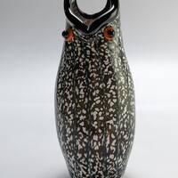 Handmade small blown glass owl vase