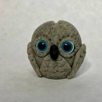 Miniature Granite Owl Totem - Polymer Clay Sculpture - Totem Animal - Spirit Animal - Art by Sarah P