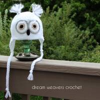 Snowy Owl Hat, Sleepy Owl Hat, White Owl Hat, White Crochet Owl Hat, Toddler Owl Hat, Owl Crochet Ha
