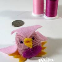 THUMBKIN Pink Owl; Mauve pink owl; toy owl; pocket plushie; kawaii toy; Thumbkin from repurposed glo