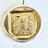 Greece Athena Athens Owl Parthenon Acropolis Pendant Ancient Famous Dekadrachm coin Jewelry Handmade