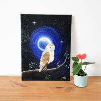 Owl Painting, Wildlife Art, Gothic Home Decor, Owl Gifts For Her, Barn Owl Art, Spiritual Wall Art, 