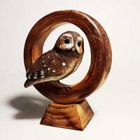 Tawny owl handmade sculpture, wooden figurine, pre-order, owl statue, owl collectors, gift for bird 