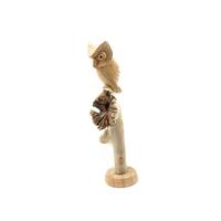 Owl on Parasite Wood, Owl Figurine, Sculpture, Decorative, Bird Statue, Office Deco, Unique Ornament