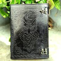 50% Off Antique Moon Owl Journal Leather Bound Journal, Celtic Design Leather Journal Women, Leather