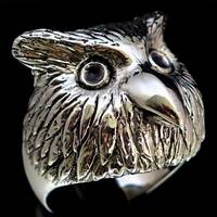 Sterling silver Animal ring Owl The Wise Bird high polished and antiqued 925 silver