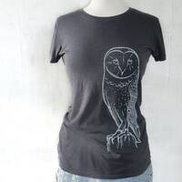 Barn Owl Graphic Tee, Organic Bamboo Cotton, Nature Lover Shirt