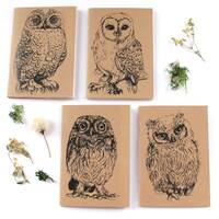 Owl Notebook 4 designs Barn Owl, Snowy Owl, Scops Owl, Little Owl
