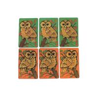 Vintage Owl Playing Cards in Green and Orange