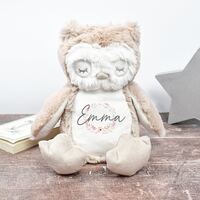 Personalised Owl Teddy, New Baby Gift, Customised Plush Soft Toy, Your Name Teddy, Cuddly Toy, Girls