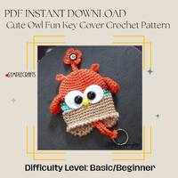 Adorable Owl Key Cover Crochet Pattern - US Terminology - Quick and Easy Project for Housewarming, C