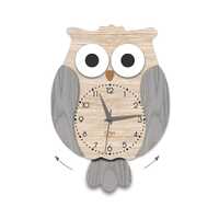 Owl Wall Clock with Pendulum Tail – Handcrafted, Silent, Batteries Included