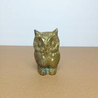 Vintage Brass Owl Figurine: Shabby Chic MCM Decor
