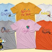 Winnie the Pooh, Tigger, Piglet, Owl, Rabbit, Eeyore T-Shirts, Family Birthday Party Matching Shirts