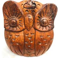 Horned Owl Box Secret Puzzle Stash box jewerly gift box Hand Carved Wood