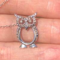Adorable sterling silver owl 10 Genuine diamonds Necklace chain unique and adorable Free shipping!