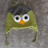 Hand Crocheted OWL HAT, Baby's Hat, Unisex Baby's Hat, 6-12 Months or 1-2 Years, Various Col