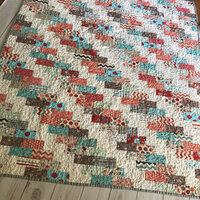 Handmade Baby Quilt: Nested Owls, Aqua Coral Pink Chevron (51x58 inches)