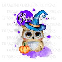 Halloween Owl, Cute Owl, Bhoo, Pumpkin, Watercolor, Digital Image, Download, Waterslide, Sublimation