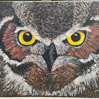 The Wise Great Horned Owl Watercolor Print 11 X 14 by Kathy Marrs Chandler
