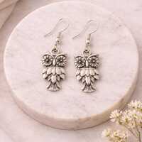 Silver Owl Drop Earrings &ndash; Boho Animal Dangle Earrings, Cute Owl Jewellery, Nature Inspired Gi