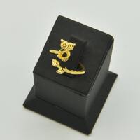 24k Shiny Gold Plated Adjustable Owl Ring, Raw Brass Ring, Jewelry Ring, Wholesale Ring, Gold Plated