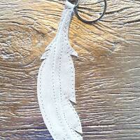 Owl Feather - Leather Bag Charm Key Holder