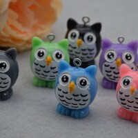 6 Resin/Plastic Owl Cabochons,Christmas Tree Ornament,Party Decoration,Kawaii Decoden Cute Animal Ch
