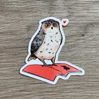 Reading Owl Sticker: Waterproof Vinyl Decal for Book Lovers