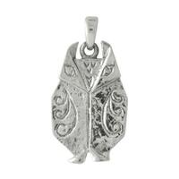 Origami Wise Owl Sterling Silver Pendant -- on Black Cord